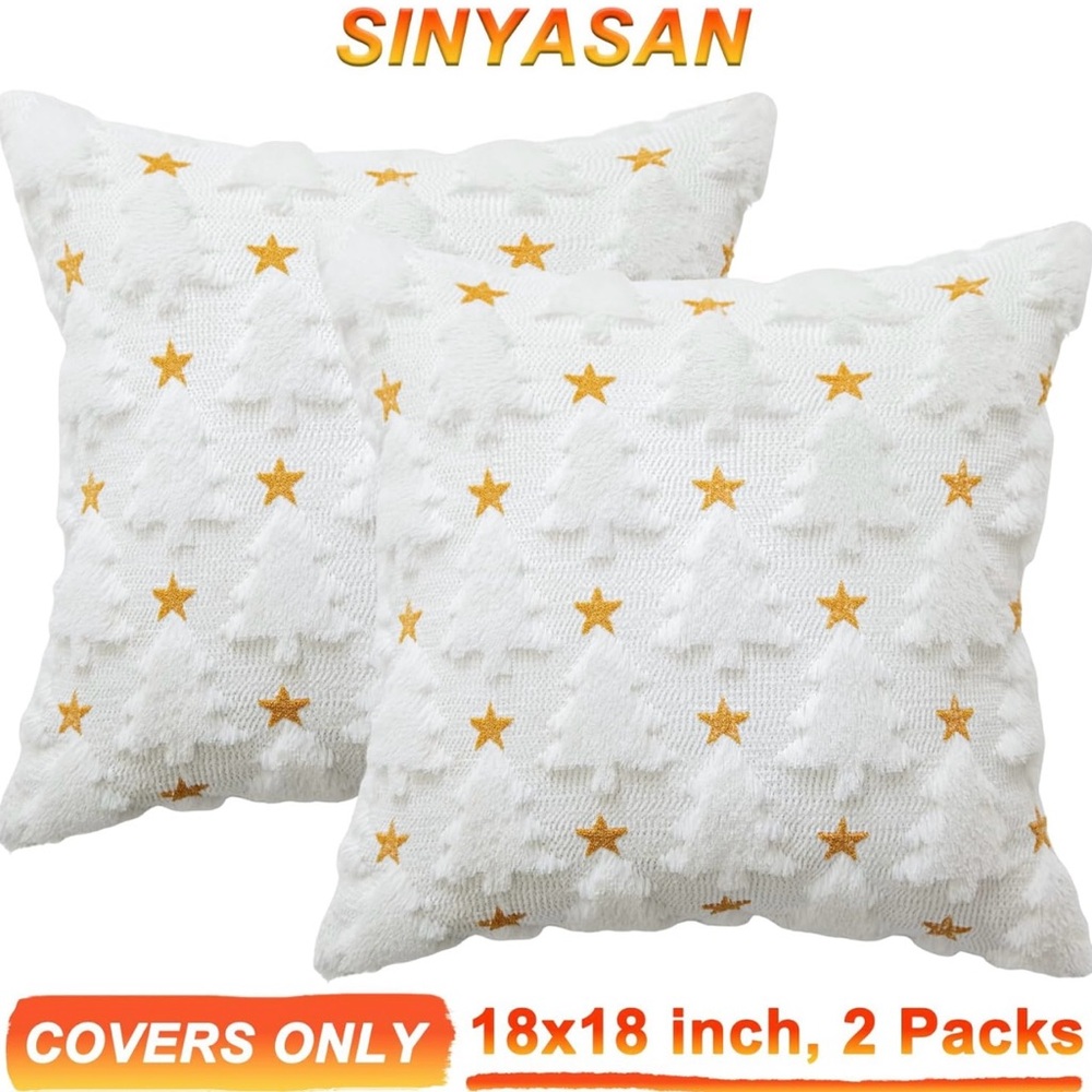 Pillow covers 2 packWhite and Gold Holiday Pillow Covers christmas